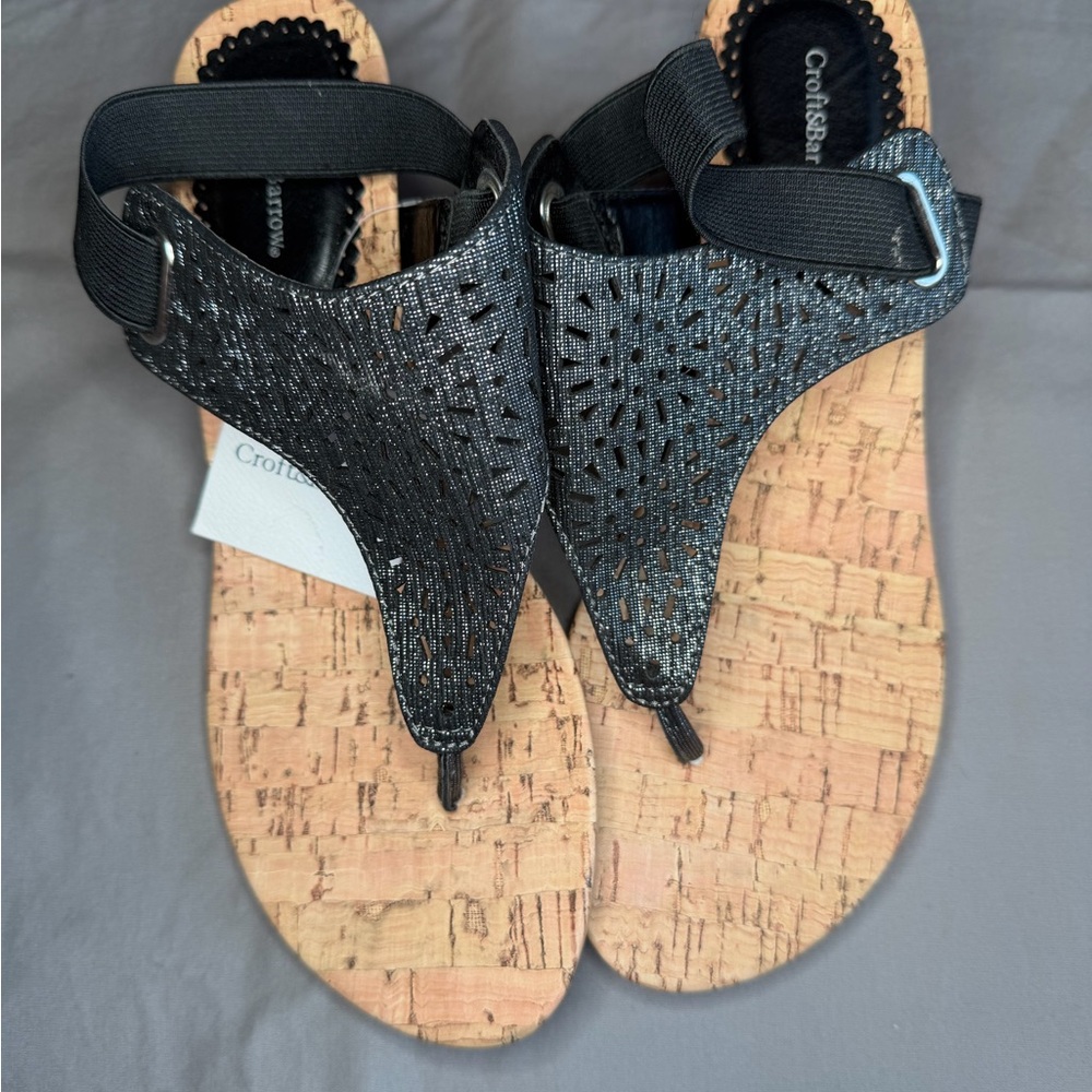Croft & Barrow Black Wedge Sandals size 7.5